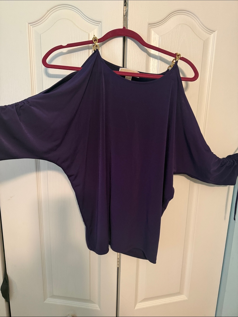 Michael Kors Purple Off-Shoulder Dolman Sleeve Top